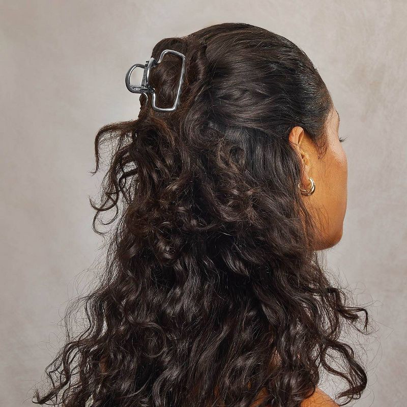 slide 3 of 6, Kitsch Metal Medium Open Shape Puffy Claw Clip - Hematite, 1 ct