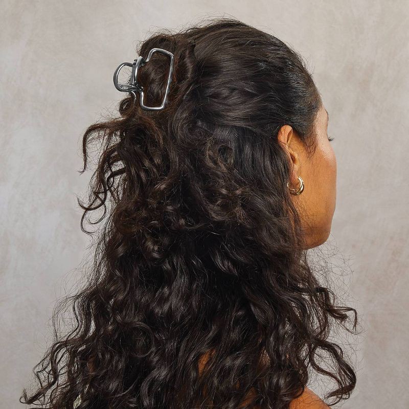 slide 5 of 6, Kitsch Metal Medium Open Shape Puffy Claw Clip - Hematite, 1 ct