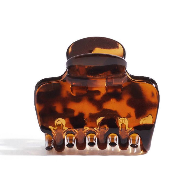 slide 2 of 8, Kitsch Recycled Plastic Medium Puffy Claw Clips - 2pc - Black/Tortoise, 2 ct