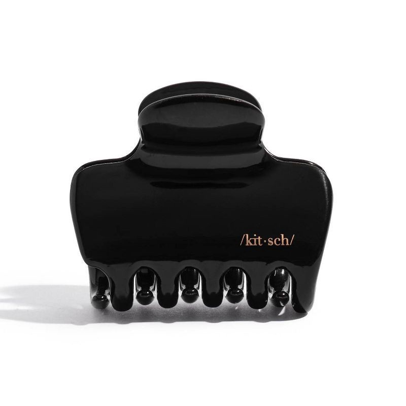 slide 3 of 8, Kitsch Recycled Plastic Medium Puffy Claw Clips - 2pc - Black/Tortoise, 2 ct