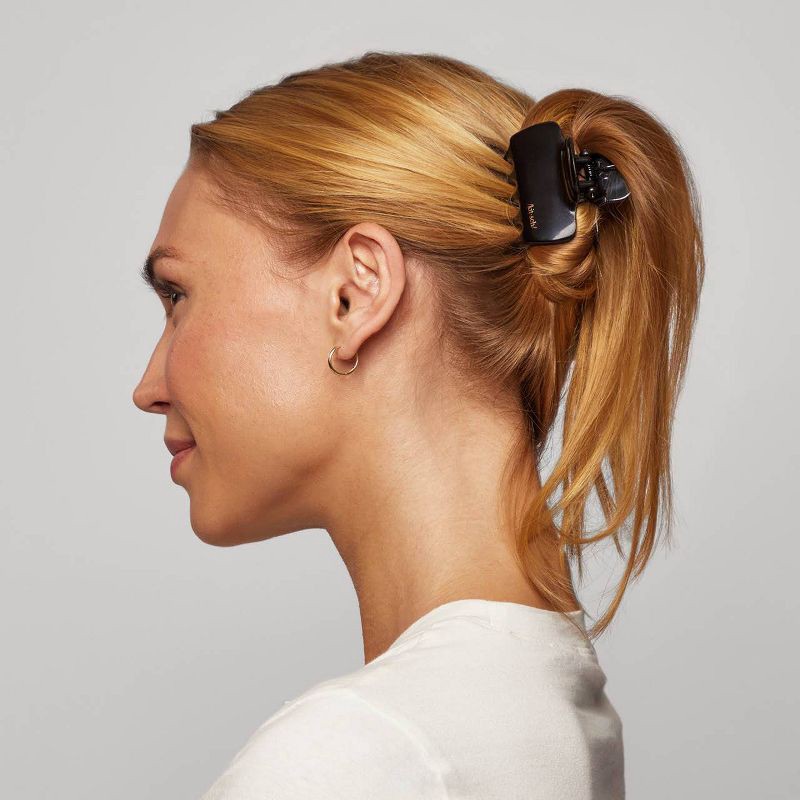 slide 8 of 8, Kitsch Recycled Plastic Medium Puffy Claw Clips - 2pc - Black/Tortoise, 2 ct