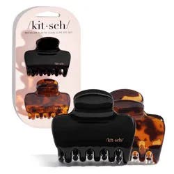 Kitsch Recycled Plastic Medium Puffy Claw Clips - 2pc - Black/Tortoise