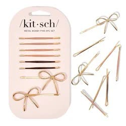 Kitsch Metal Enamel Puffy & Bow Bobby Pins - 8pc - Rosewood