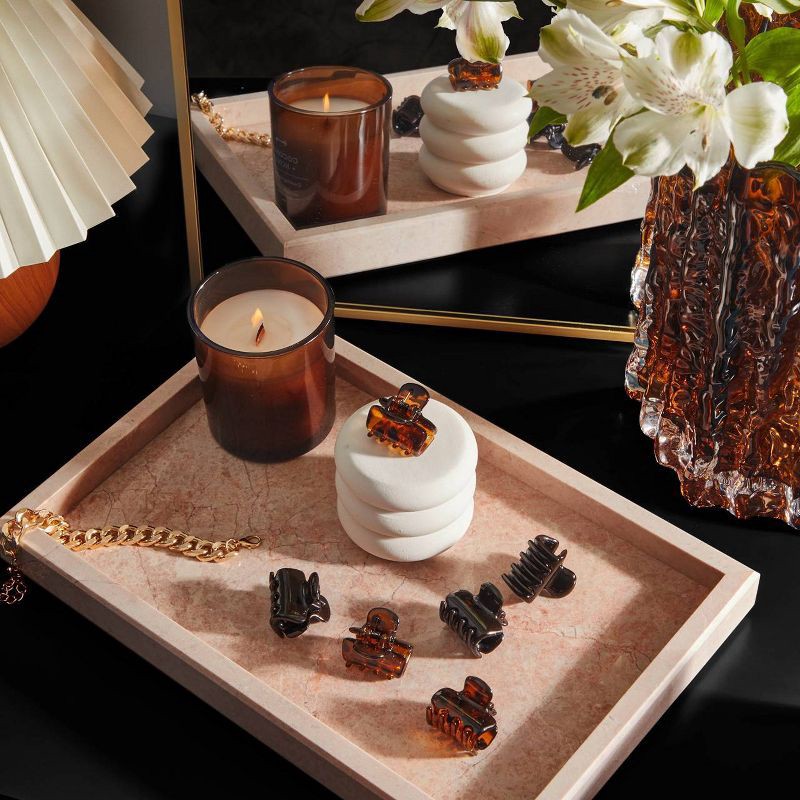 slide 4 of 7, Kitsch Recycled Plastic Mini Puffy Claw Clips - 6pc - Black & Tortoise, 6 ct