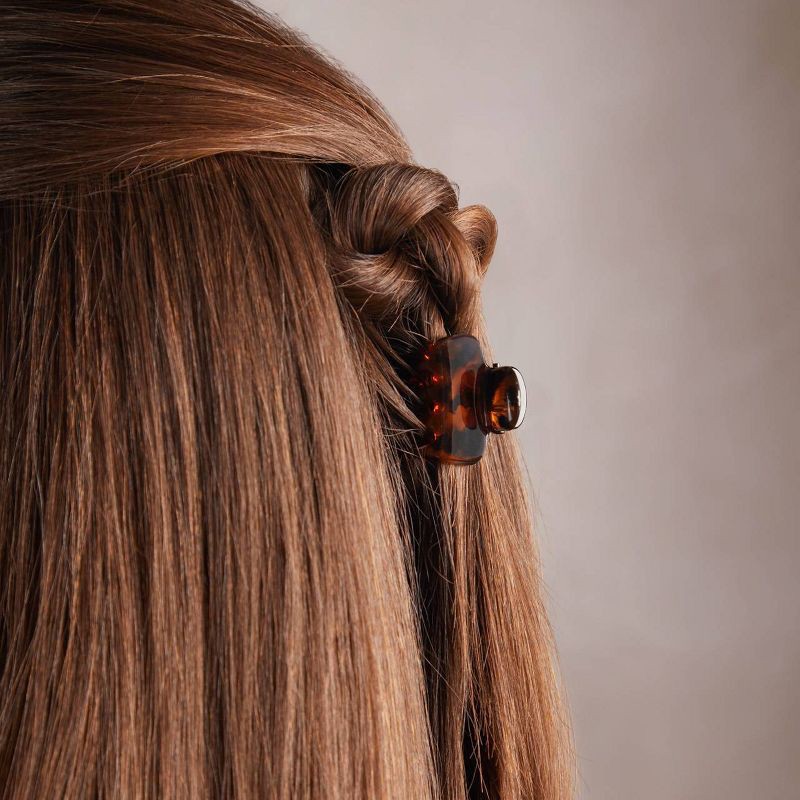 slide 6 of 7, Kitsch Recycled Plastic Mini Puffy Claw Clips - 6pc - Black & Tortoise, 6 ct