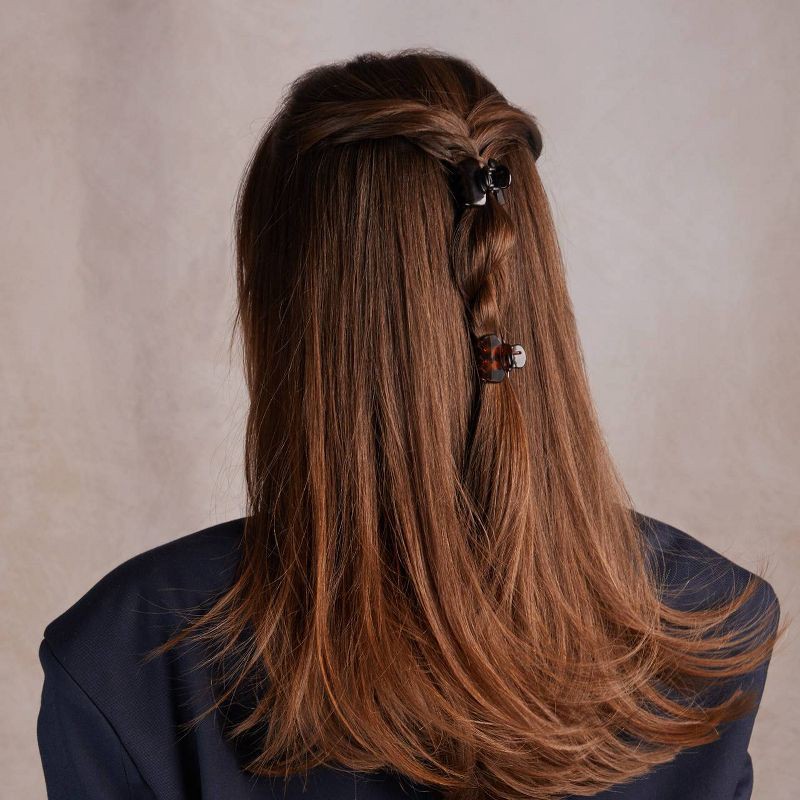 slide 7 of 7, Kitsch Recycled Plastic Mini Puffy Claw Clips - 6pc - Black & Tortoise, 6 ct