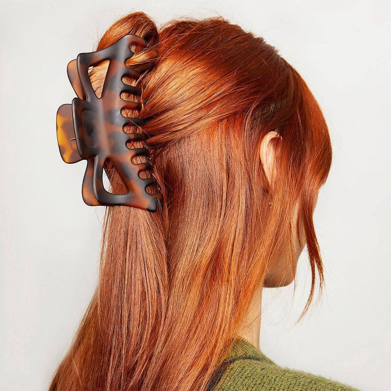 slide 3 of 4, Kitsch Jumbo Classic Claw Clips - 2pc - Black/Tortoise, 2 ct