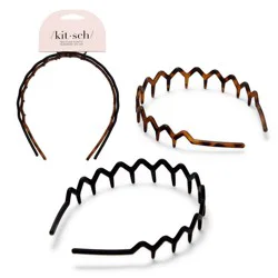 Kitsch Rabs Zig Zag Recycled Headband - Black/Tortoise - 2pk