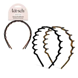Kitsch Rabs Zig Zag Recycled Headband - Black/Tortoise - 2pk