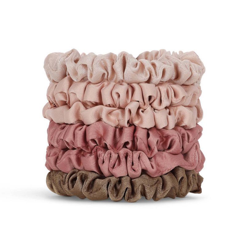 slide 2 of 4, Kitsch Ultra Petite Satin Scrunchies - 6pk - Terracotta, 6 ct