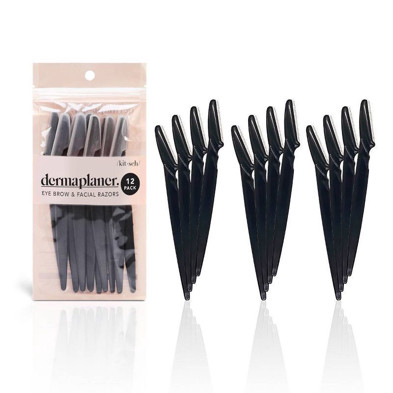 slide 1 of 3, Kitsch Dermaplaning Set Facial Rollers - Black - 12pc, 12 ct