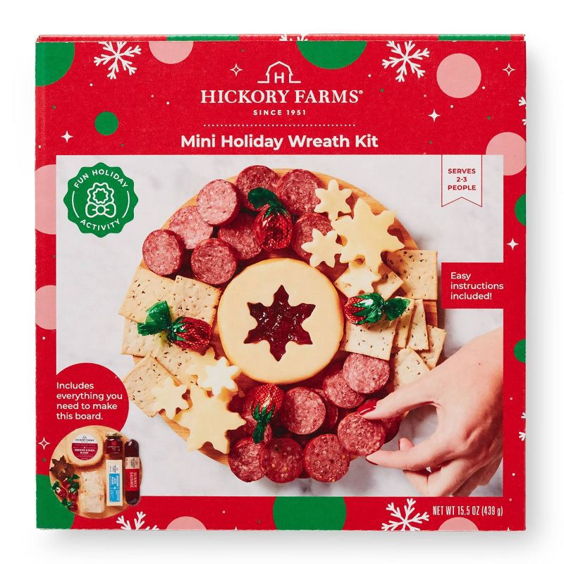 slide 1 of 6, Hickory Farms Christmas Gift Set Christmas Wreath Charcuterie Kit - 15.5oz, 15.5 oz