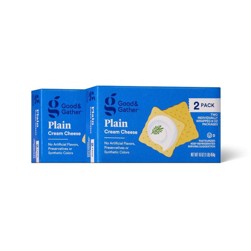 slide 1 of 3, Plain Cream Cheese Bar - 8oz/2ct - Good & Gather™, 2 ct; 8 oz