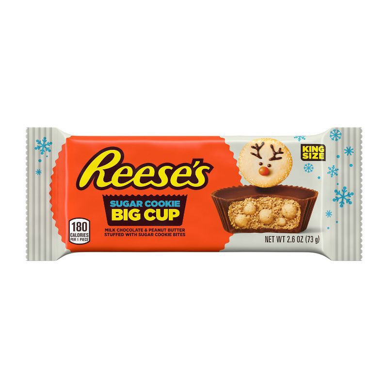 slide 6 of 7, REESE's Christmas Milk Chocolate Peanut Butter Sugar Cookie Candy King Size - 2.6oz, 2.6 oz