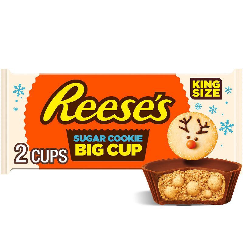 slide 1 of 7, REESE's Christmas Milk Chocolate Peanut Butter Sugar Cookie Candy King Size - 2.6oz, 2.6 oz