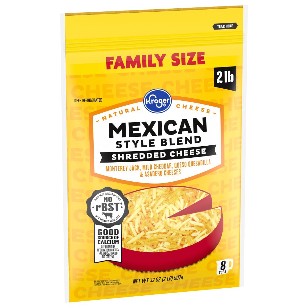 slide 2 of 3, Kroger Mexican Style Shredded Cheese, 32 oz
