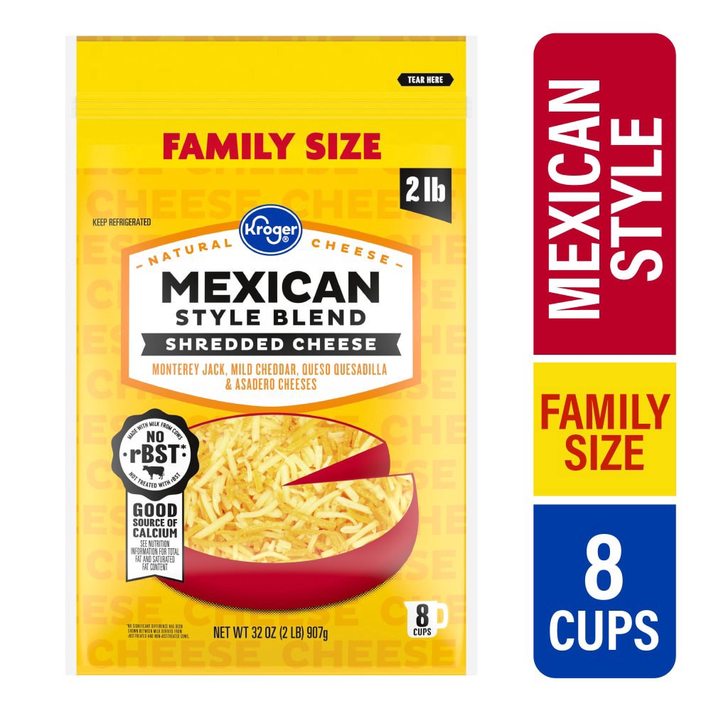 slide 1 of 3, Kroger Mexican Style Shredded Cheese, 32 oz