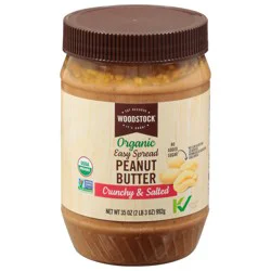 Woodstock Nut Butter - Organic - Peanut - Easy Spread - Crunchy - Salted