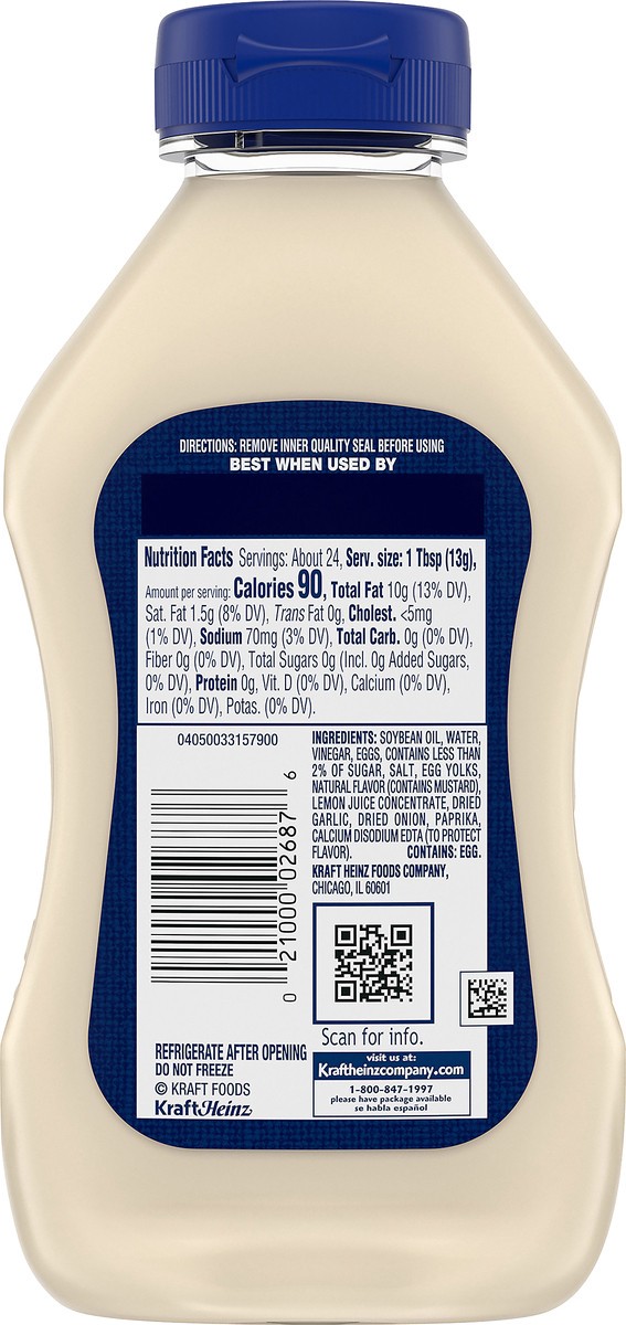 slide 6 of 14, Kraft Real Mayonnaise Squeeze Bottle, 12 fl oz
