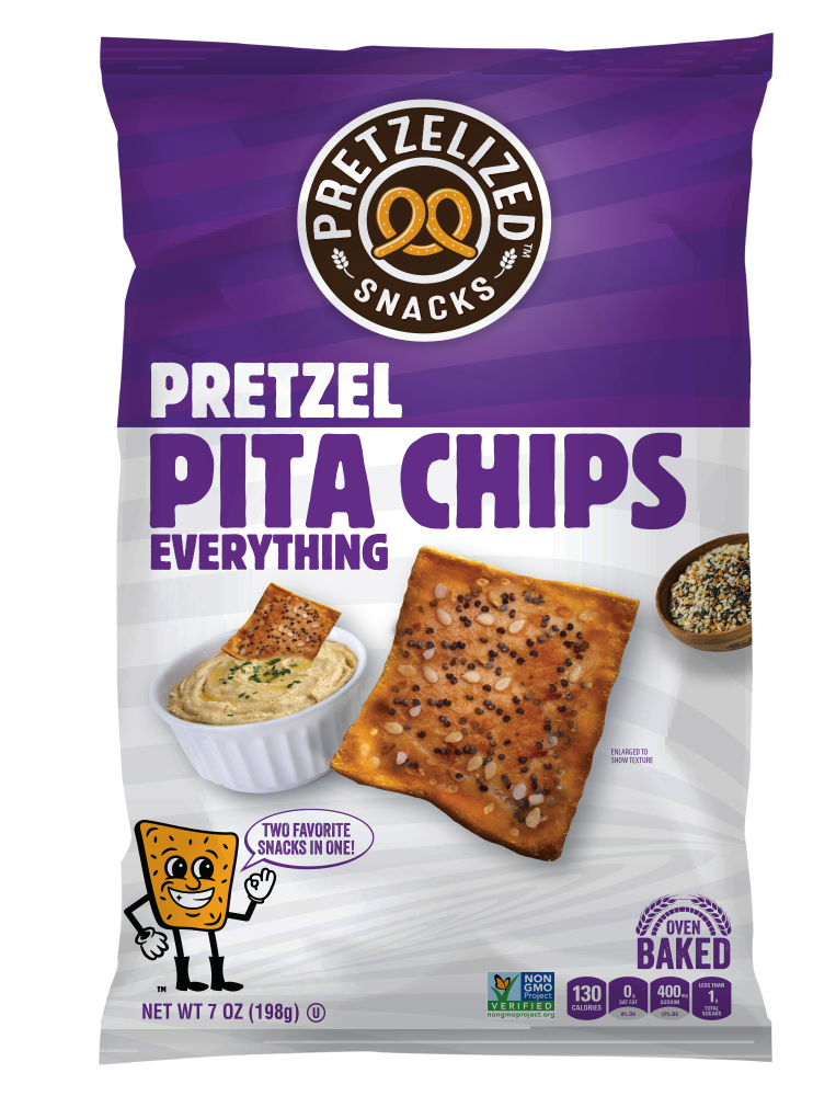 slide 1 of 2, Pretzelized Snacks Everything Pretzel Pita Chips 7 oz, 7 oz