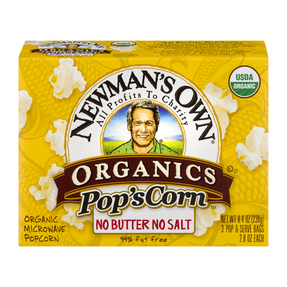 slide 1 of 1, Newman's Own Organics Pop's Corn Organic Microwave Popcorn Unsalted, 2.8 oz