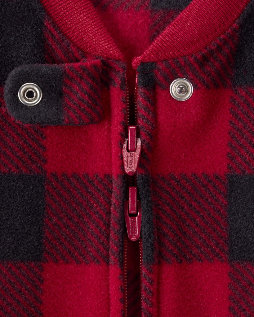 slide 3 of 3, Carter's Carters Baby Checkered Print Loose Fit Long-Sleeve Wearable Blanket Red/Black 0-3M, 1 ct