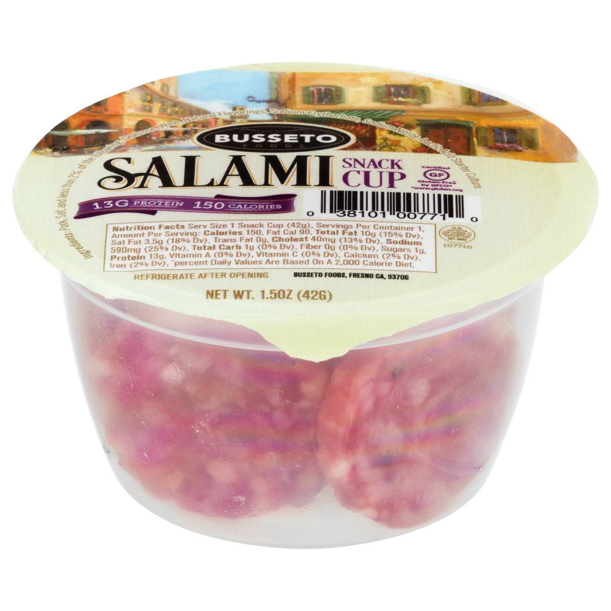 slide 7 of 12, Busseto Foods Salami Snack Cup 1.5 oz, 1.5 oz