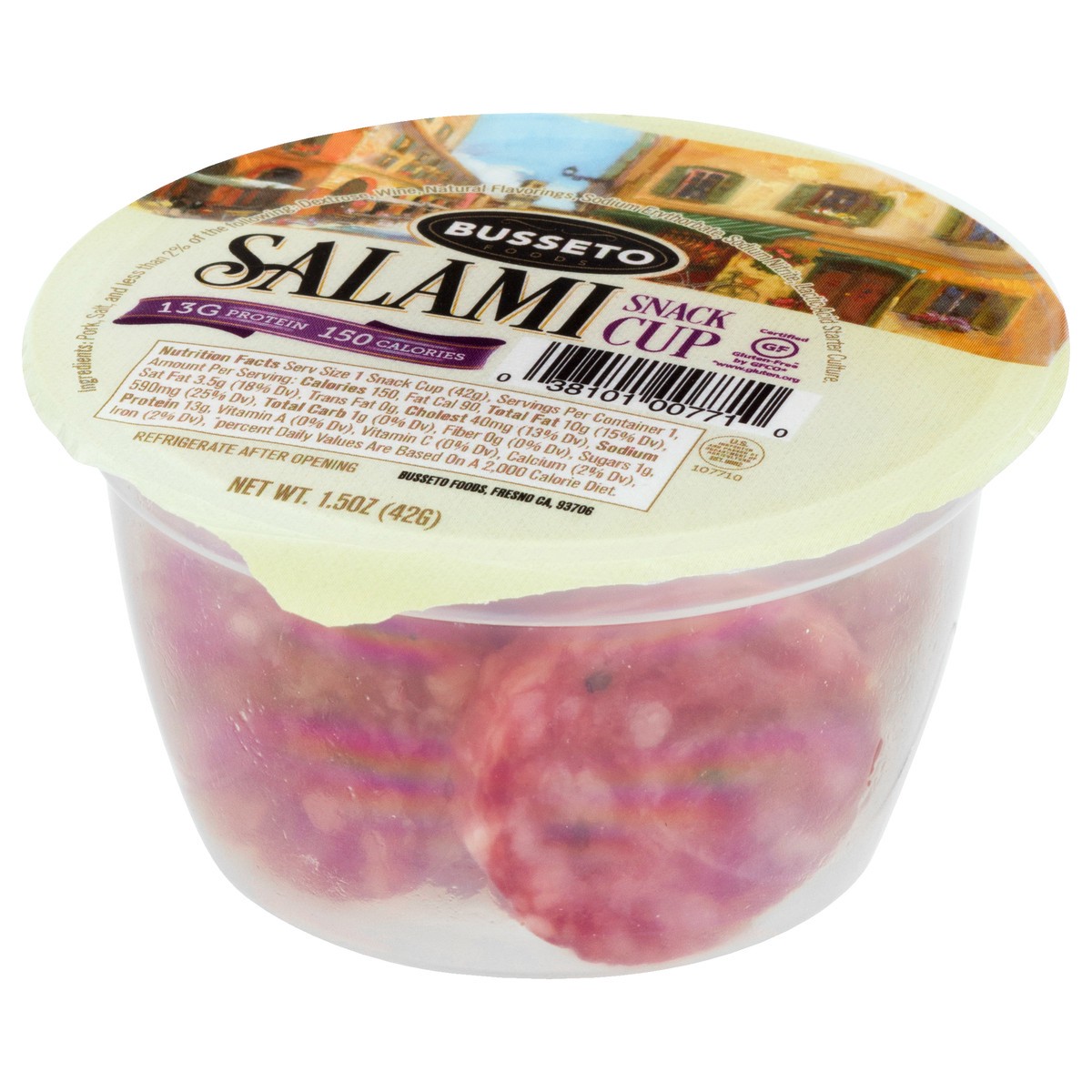 slide 6 of 12, Busseto Foods Salami Snack Cup 1.5 oz, 1.5 oz