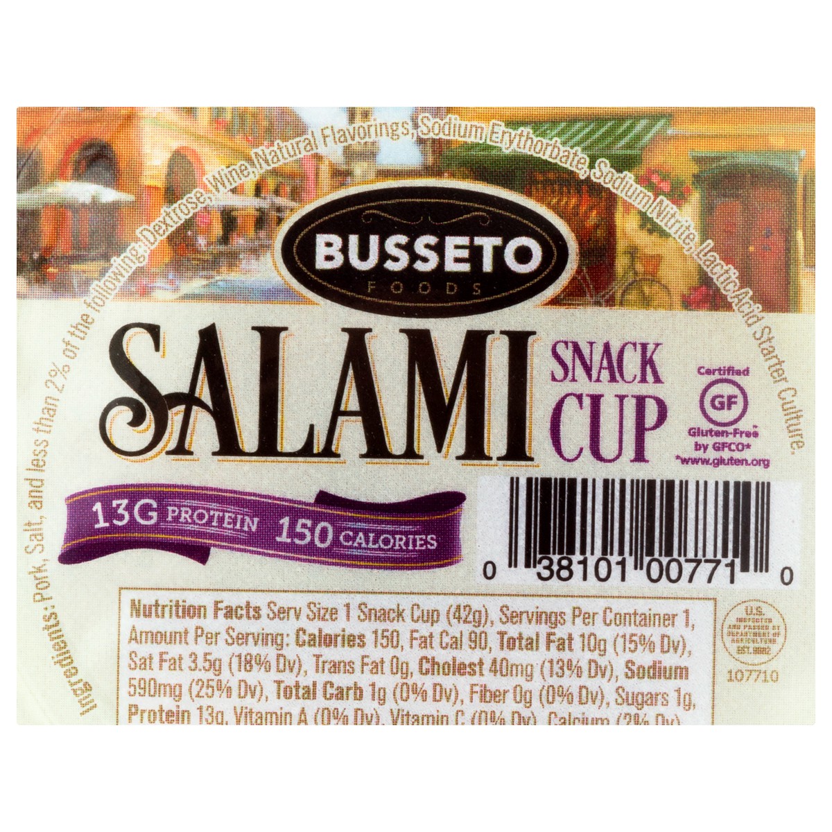 slide 3 of 12, Busseto Foods Salami Snack Cup 1.5 oz, 1.5 oz