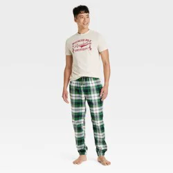 Men's Regular Fit Reindeer Pajama Set - Goodfellow & Co™ Cream XL