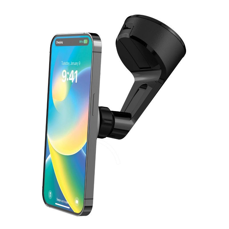 slide 3 of 5, Scosche MagicMount Charge Pro Qi2 2-in-1 Window/Dash Car Mount - Black: USB-C MagSafe-Compatible, 1 ct