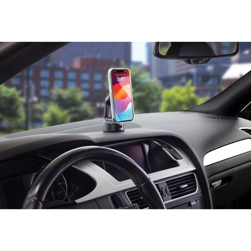 slide 5 of 5, Scosche MagicMount Charge Pro Qi2 2-in-1 Window/Dash Car Mount - Black: USB-C MagSafe-Compatible, 1 ct
