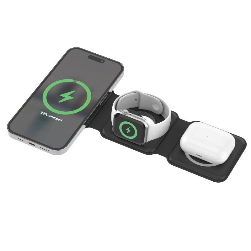 slide 1 of 5, Just Wireless 3-in-1 Portable Magnetic Wireless Charger - Black, 1 ct