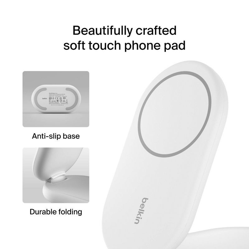 slide 6 of 11, Belkin Qi2 2-in-1 Stand - White, 1 ct