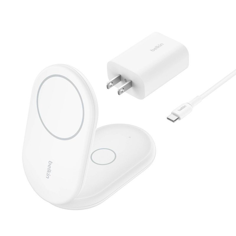 slide 1 of 11, Belkin Qi2 2-in-1 Stand - White, 1 ct