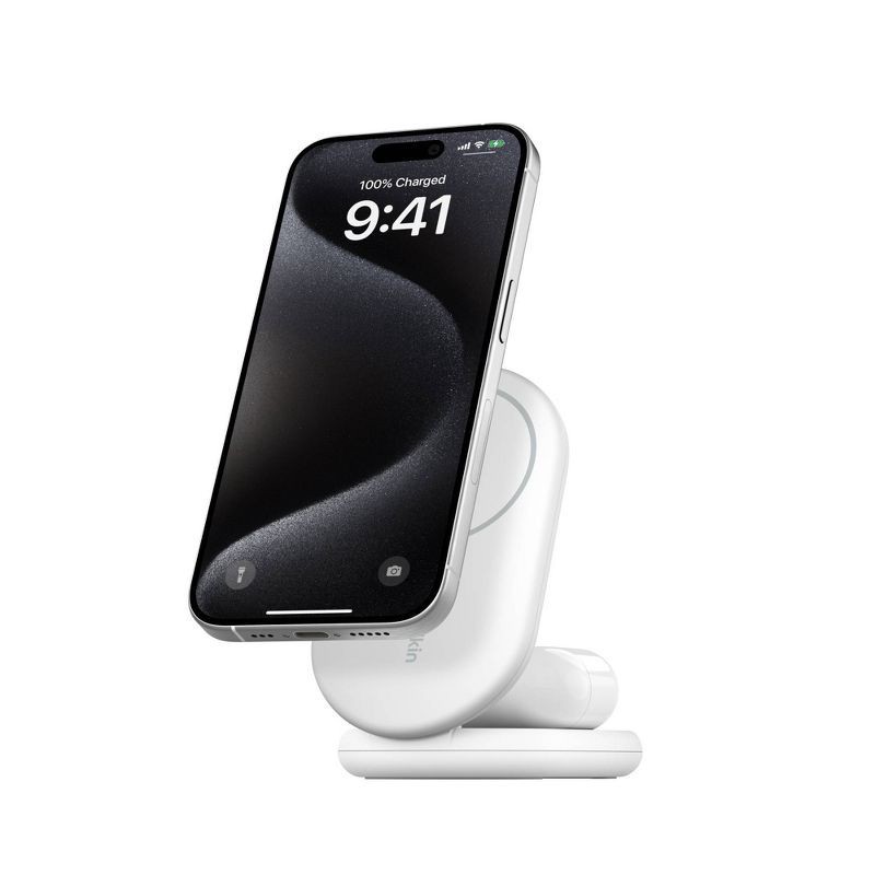 slide 9 of 11, Belkin Qi2 2-in-1 Stand - White, 1 ct
