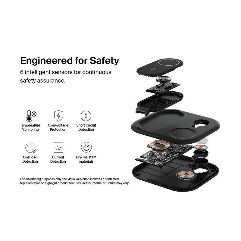slide 4 of 11, Belkin Qi2 15W 3-in-1 Wireless Pad/Stand - Black: MagSafe Magnetic Mount Holder, 1 ct