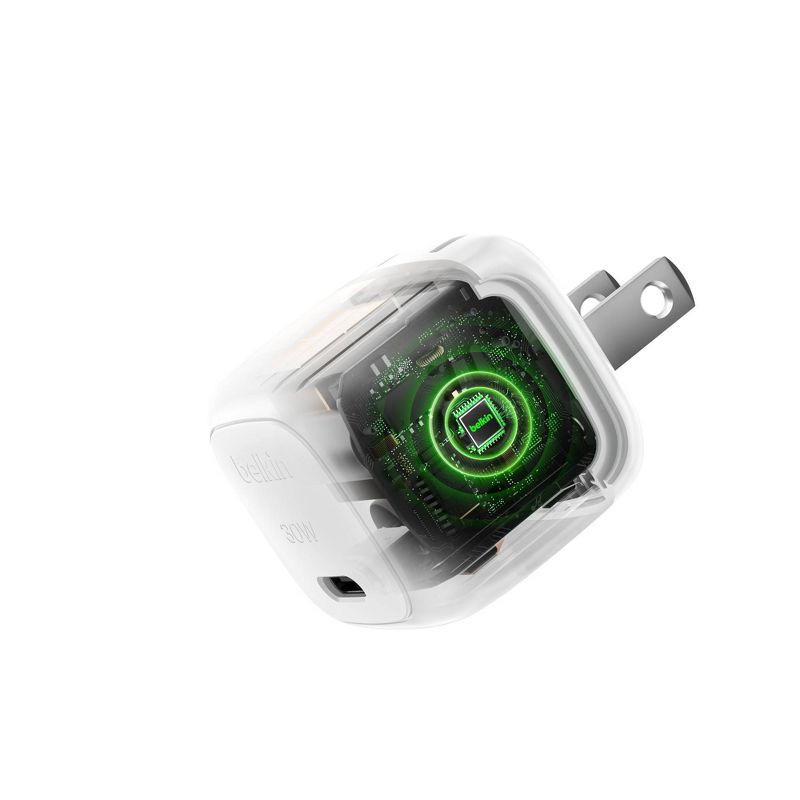 slide 6 of 10, Belkin 30W USB-C Wall Charger - White: Quick Charge, Compatible with Apple & Samsung, 1 ct