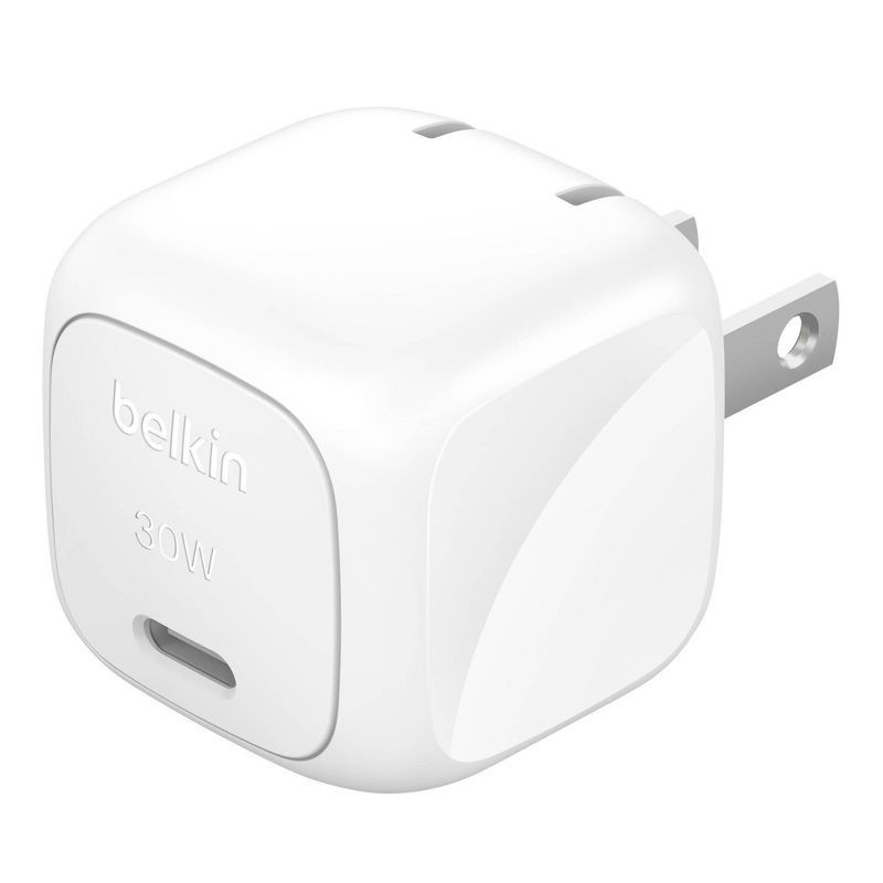 slide 1 of 10, Belkin 30W USB-C Wall Charger - White: Quick Charge, Compatible with Apple & Samsung, 1 ct