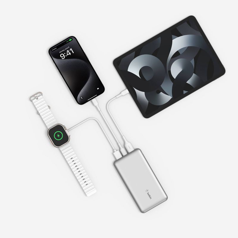 slide 5 of 5, Belkin 10000mAh Power Bank 15W USB-A + USB-C - Silver, 1 ct