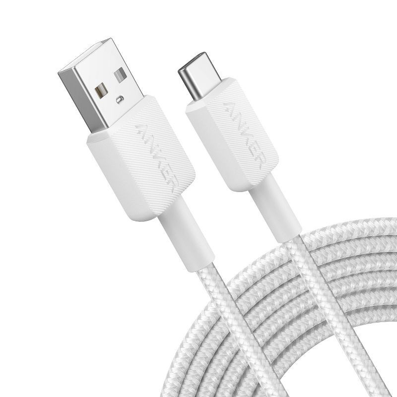slide 1 of 3, Anker 10' USB-A to USB-C Braided Cable - White Iteration, 1 ct