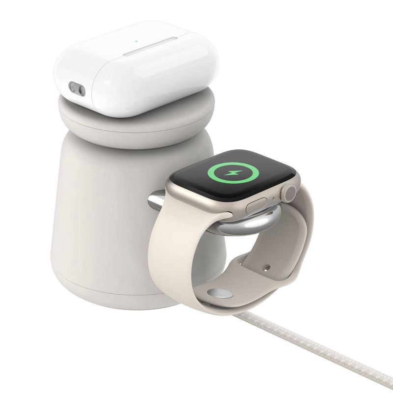 slide 2 of 6, Belkin 2-in-1 Wireless Charging Dock with MagSafe - Sand, 1 ct