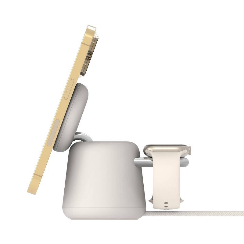 slide 3 of 6, Belkin 2-in-1 Wireless Charging Dock with MagSafe - Sand, 1 ct