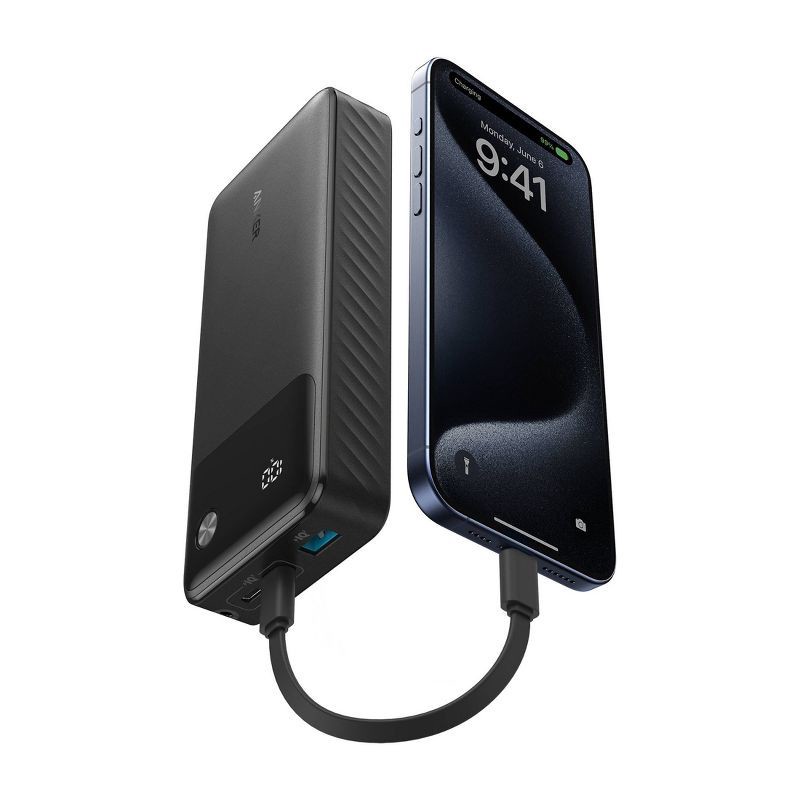 slide 2 of 4, Anker 20000mAh 30W Power Bank - Black: USB-C & USB Ports, Built-In Cable, Rechargeable, 1 ct