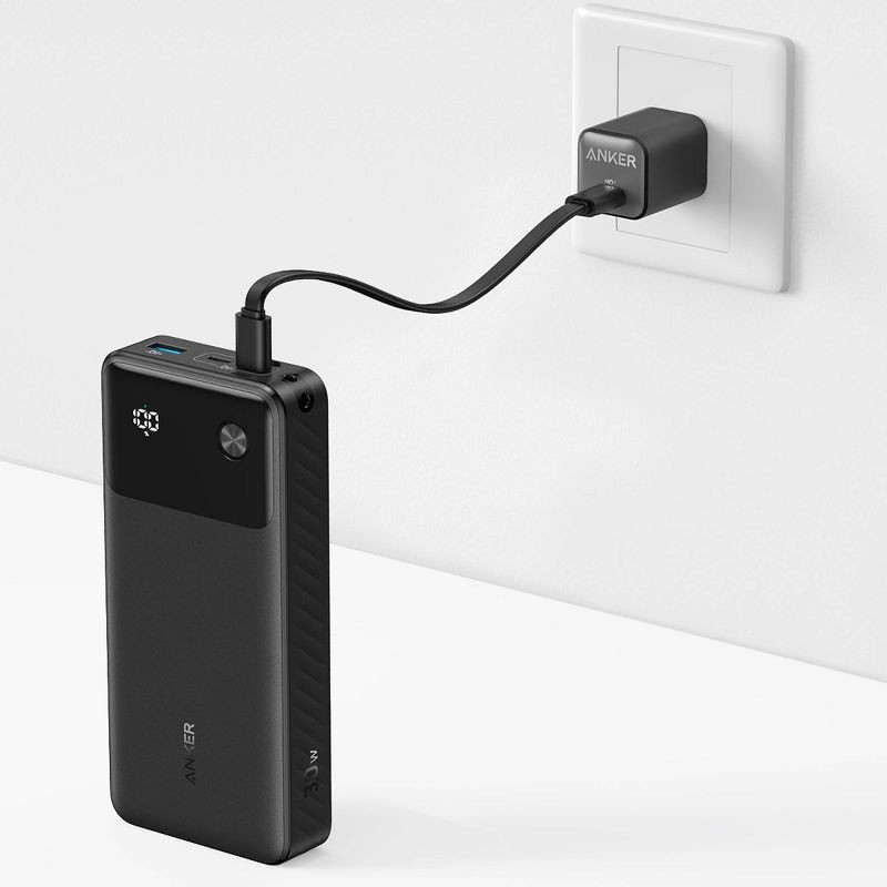 slide 4 of 4, Anker 20000mAh 30W Power Bank - Black: USB-C & USB Ports, Built-In Cable, Rechargeable, 1 ct