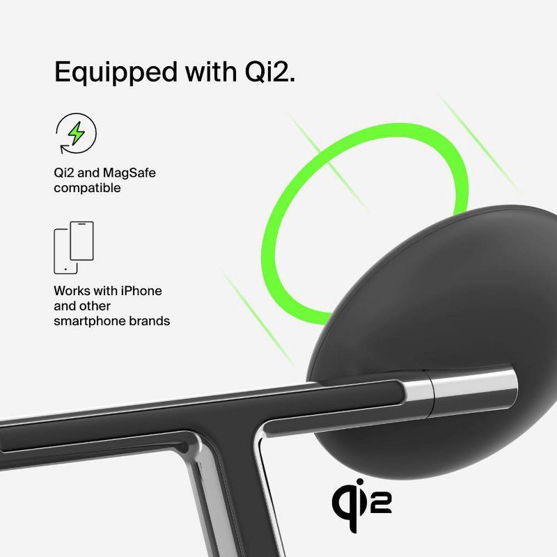 slide 3 of 11, Belkin Qi2 3-in-1 Wireless Charging Stand - Black, 1 ct