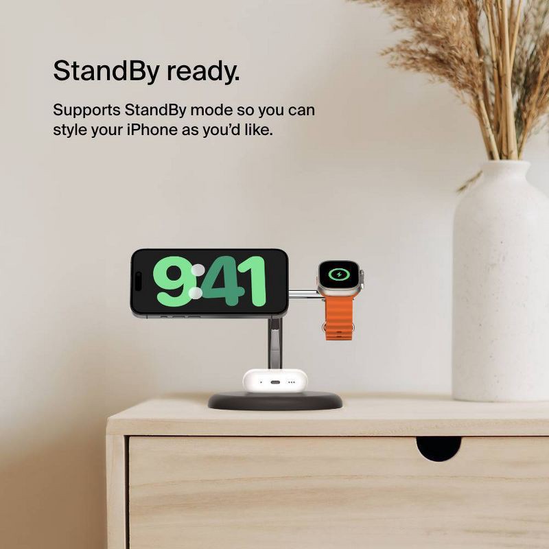 slide 7 of 11, Belkin Qi2 3-in-1 Wireless Charging Stand - Black, 1 ct