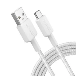 Anker 322 6' USB-A to USB-C Braided Cable - White Iteration: Male-To-Male, 0.09 lb