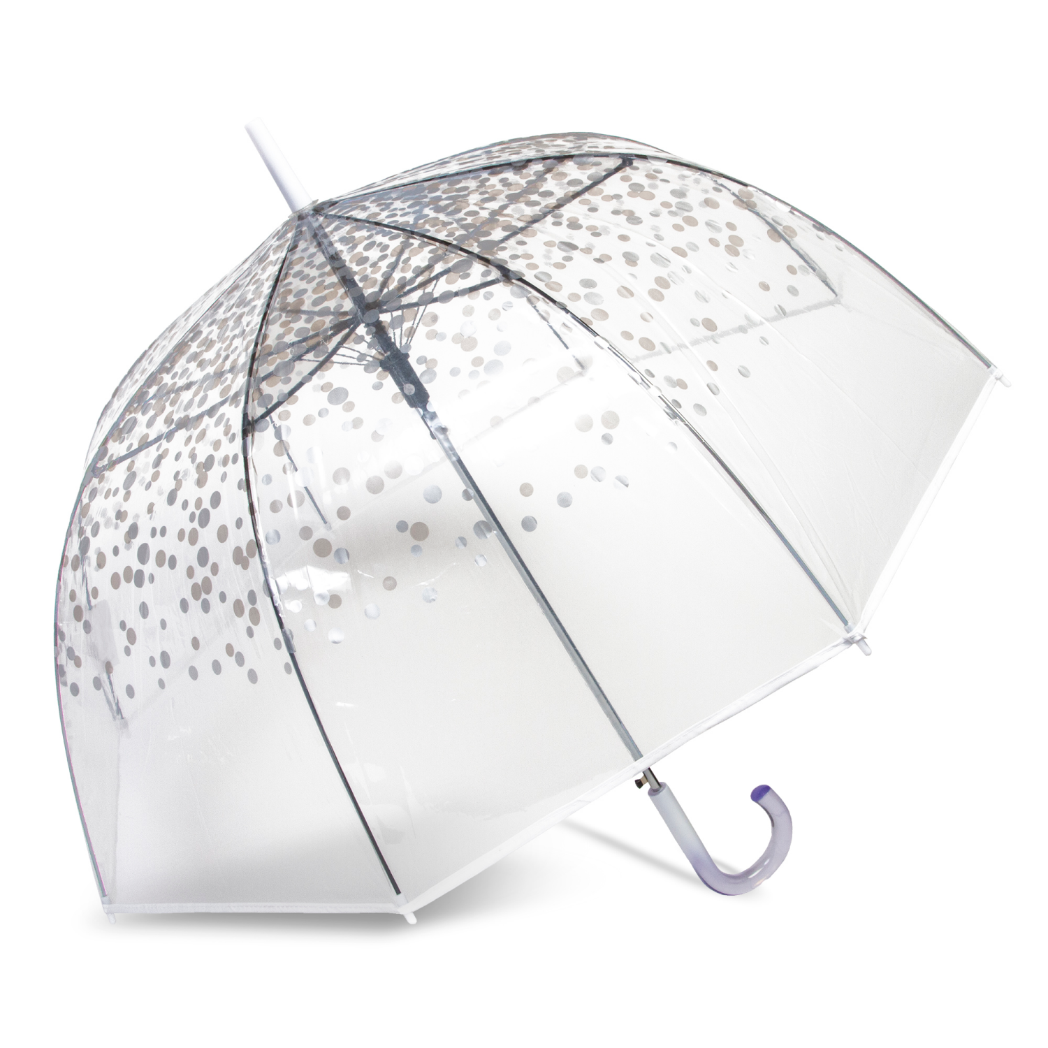 slide 1 of 1, SHEDRAIN Rain Essentials 52in AO Stick Umbrella - Silver Dots, One Size