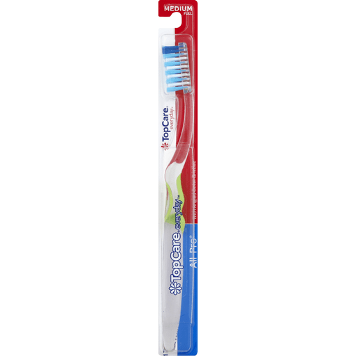 slide 1 of 1, TopCare All Pro Medium Full Head Toothbrush, 1 ct